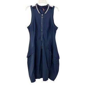 High Tech by Claire Campbell Mimicry Navy Mixed Media Dress Size 10 Sleeveless